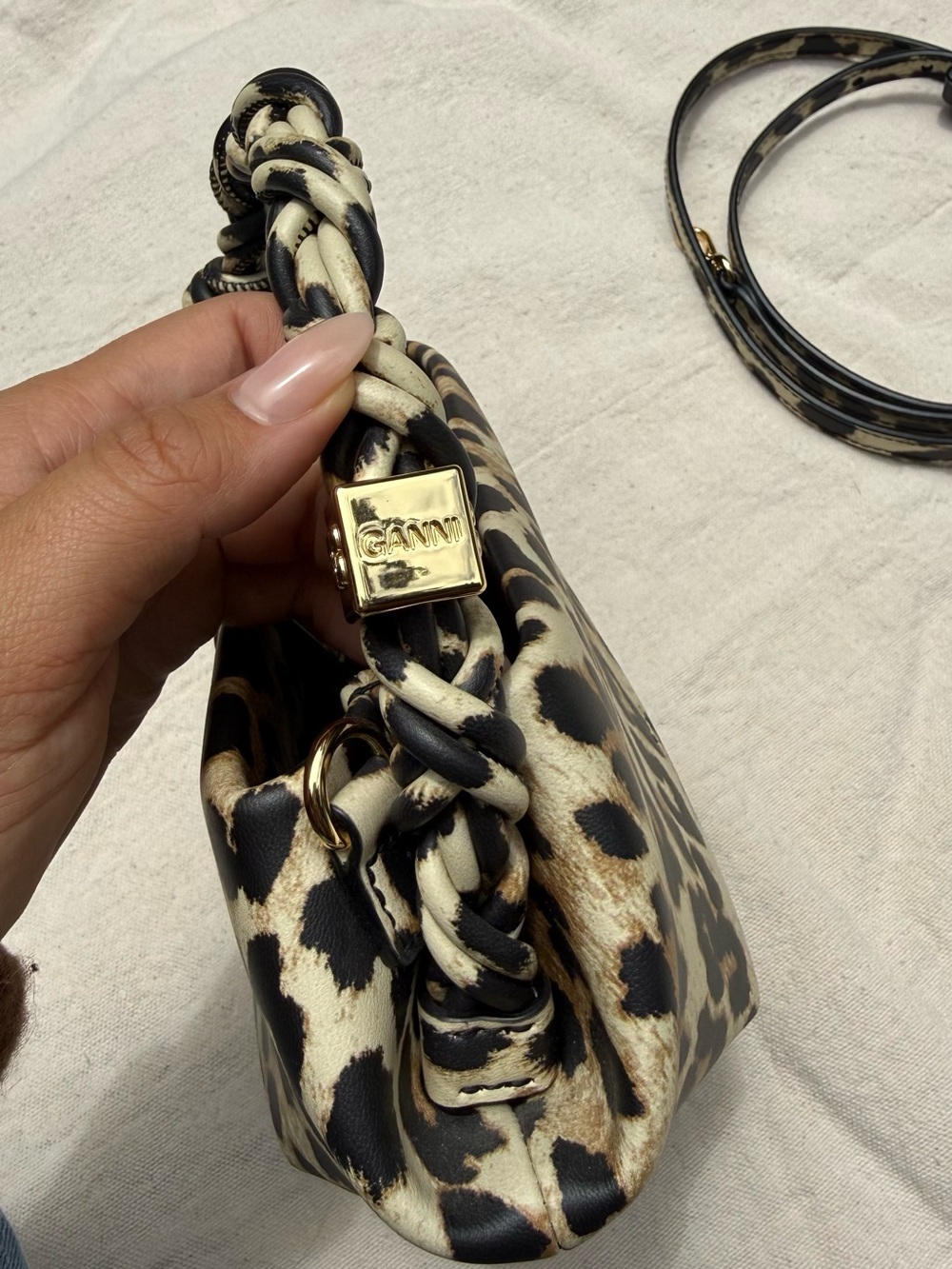 Ganni Leopard Mini Top-Handle Bag - Picture 3 of 8